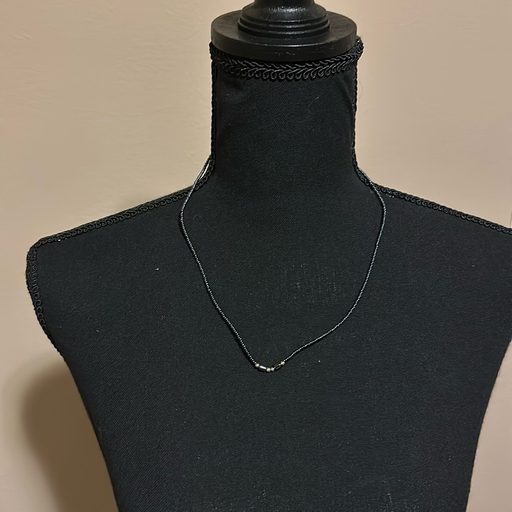 Stunning Black & Silver Beaded Necklace